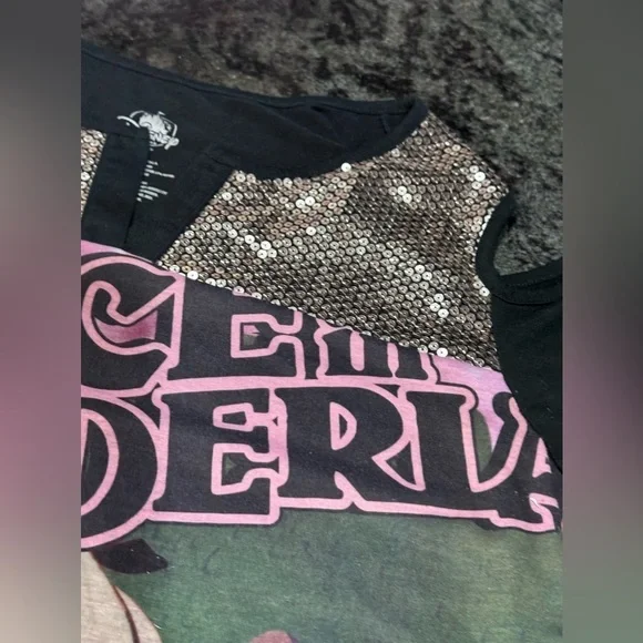 Disney parks Alice in Wonderland cold shoulder sequin embellished  T shirt - Picture 9 of 14